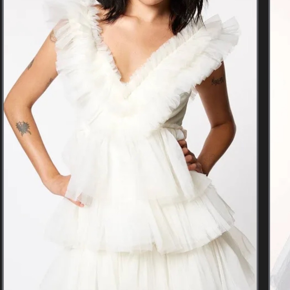 Betsey Johnson White Ruffled Mini Dress bridal